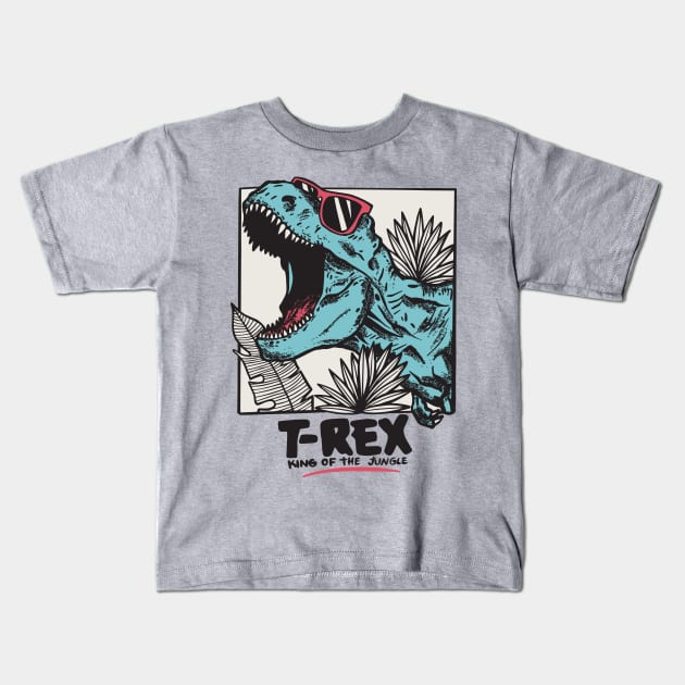 T-Rex King of the Jungle Kids T-Shirt by WorldDinosaurs